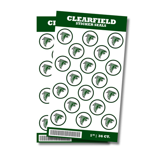 A 36 count package of 1-inch Clearfield High School Sticker Seals.