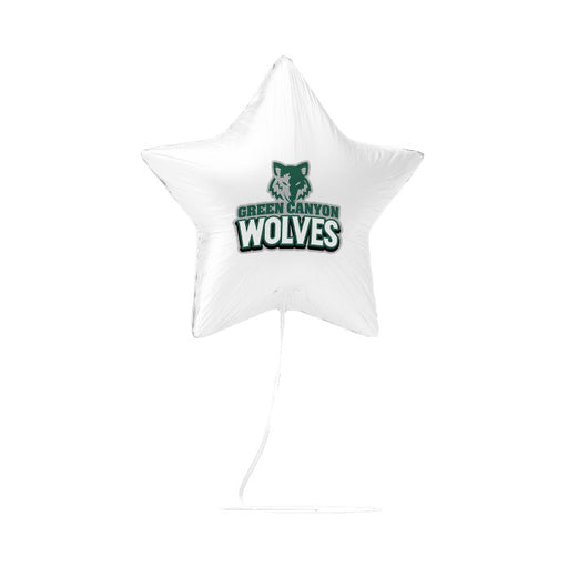 A 17-inch Star-Shaped Green Canyon High School Mylar Balloon.