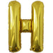 Gold foil balloon shaped like the letter H.