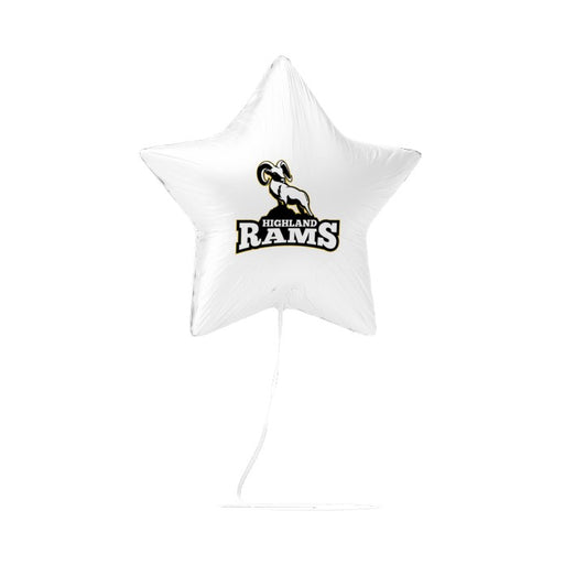 A 17-inch Highland High School Mylar Balloon.