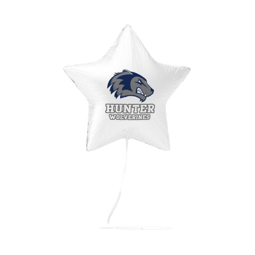 A 17-inch Hunter High School Mylar Balloon.