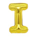Gold foil balloon shaped like the letter I.