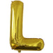 Gold foil balloon shaped like the letter L.