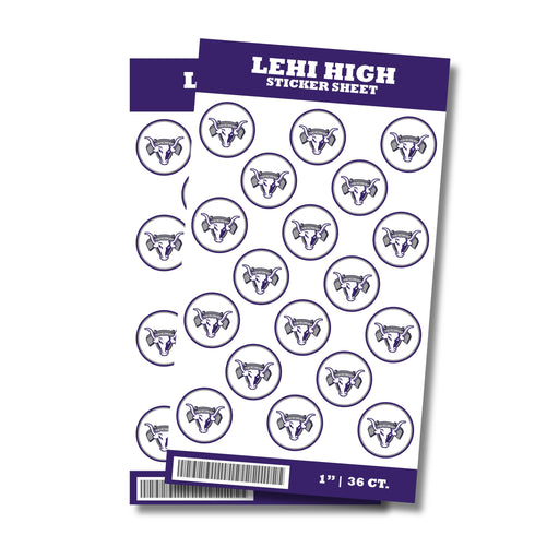 A package of 36 1-inch Lehi High School Sticker Seals.