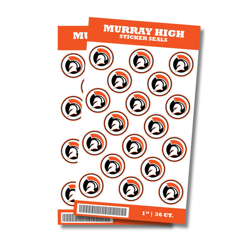 A package of 36 1-inch Murray High School Sticker Seals.