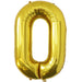 Gold foil balloon shaped like the letter O.