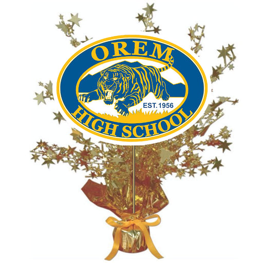 A 14-inch tall Orem High School Centerpiece Spray.
