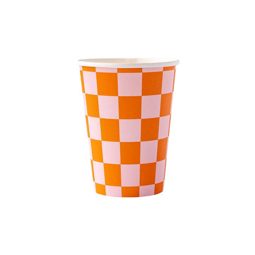 Pink Pumpkin Checked Party Cup 12oz. | 8 ct - Zurchers