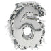 Silver number one piñata covered with metallic fringe, shaped like the numeral 6.