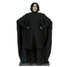 A man with shoulder-length black hair wearing a long black robe, black coat, and black boots.