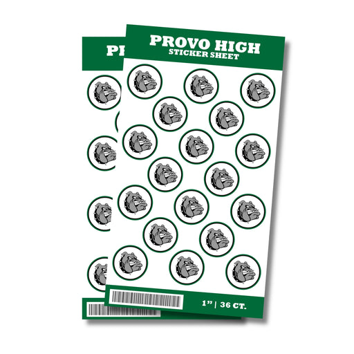 A package of 36 1-inch Provo High School Sticker Seals.