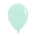 Light mint green latex balloon with a smooth, glossy finish, tied at the bottom.