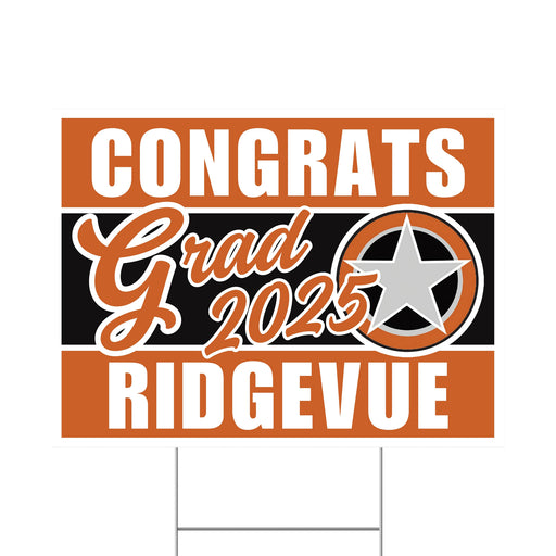 A 24" x 18" Ridgevue High School Grad Yard Sign.