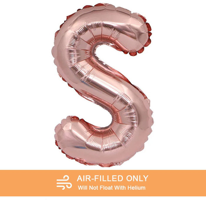 Air Filled Rose Gold Mylar Letter Balloon, 16" | 1 ct - Zurchers