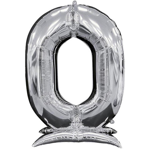 Air Filled Silver Number Self Standing Balloons 54" | 1 ct - Zurchers