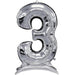 Air Filled Silver Number Self Standing Balloons 54" | 1 ct - Zurchers