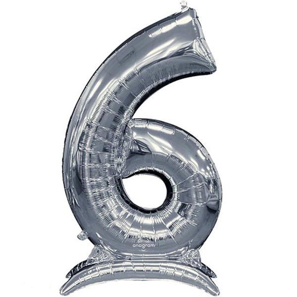 Air Filled Silver Number Self Standing Balloons 54" | 1 ct - Zurchers