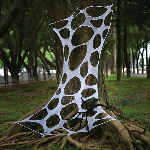 ??Halloween Black Light Stretch White Spider Web w/Holes 25"x 72"| 1 ct - Zurchers