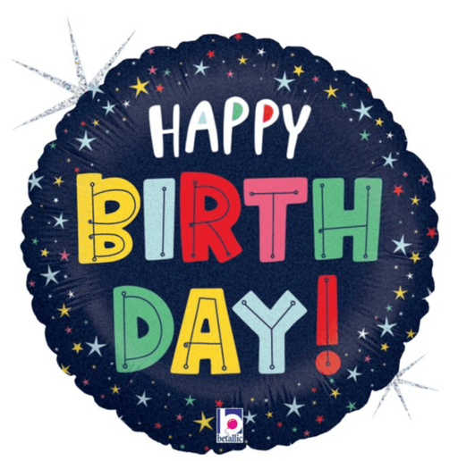 Birthday Colorful Stars Holographic Mylar Balloon, 18" | 1 ct - Zurchers