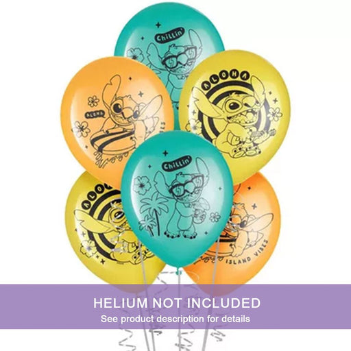 12" Lilo & Stitch Aloha Latex Balloon Pack | 6 ct - Zurchers