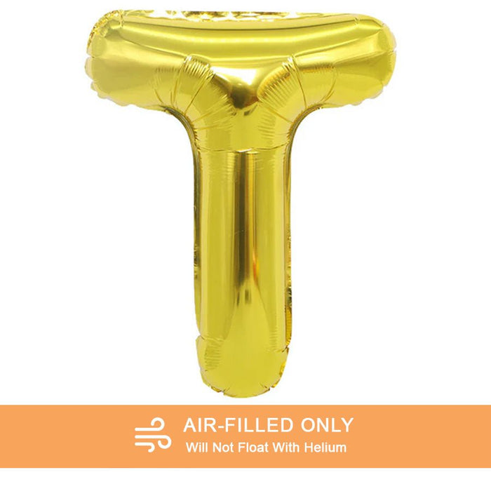 Air Filled Gold Mylar Letter Balloon, 16" | 1 ct - Zurchers