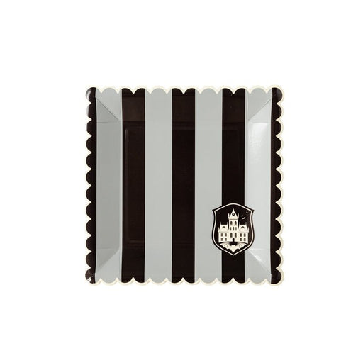 Halloween Party More Tonal Black Stripe Paper Plates 8" | 8ct - Zurchers