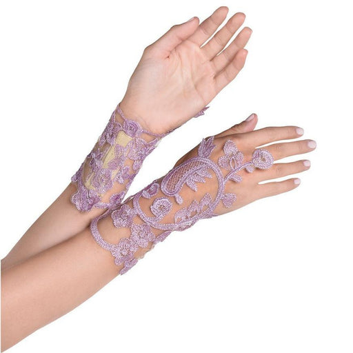 Adult Fairy Lavender Floral Embroidery Glovelettes | 1 Pr - Zurchers