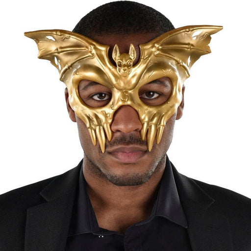 Adult Gold Winged Skull Plastic Half Mask | 1 ct - Zurchers