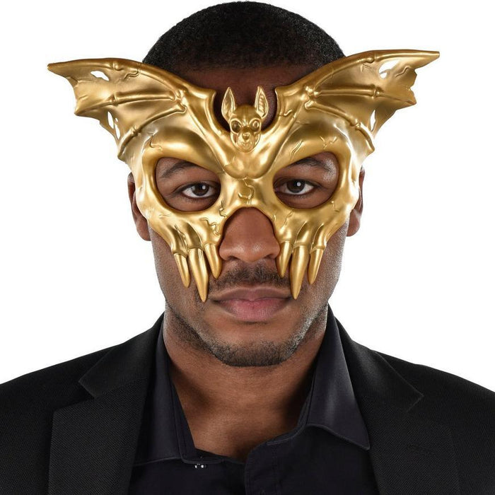 Adult Gold Winged Skull Plastic Half Mask | 1 ct - Zurchers