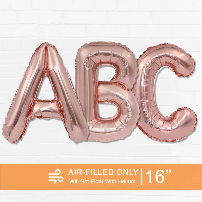 Air Filled Rose Gold Mylar Letter Balloon, 16" | 1 ct - Zurchers