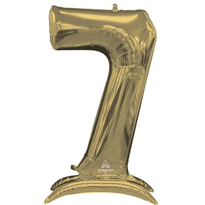 Air Filled White Gold Number Self Standing Balloons 54" | 1 ct - Zurchers