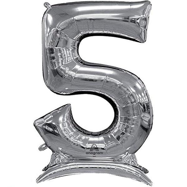 Air Filled Silver Number Self Standing Balloons 54" | 1 ct - Zurchers