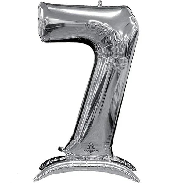 Air Filled Silver Number Self Standing Balloons 54" | 1 ct - Zurchers