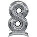 Air Filled Silver Number Self Standing Balloons 54" | 1 ct - Zurchers