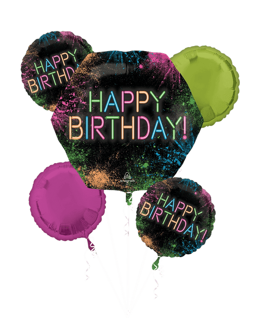 Let's Glow Crazy Birthday Balloon Bouquet | 5 pcs - Zurchers