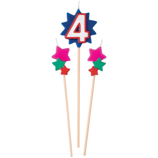 Birthday Cake Pick Candles 4 | 3pcs - Zurchers