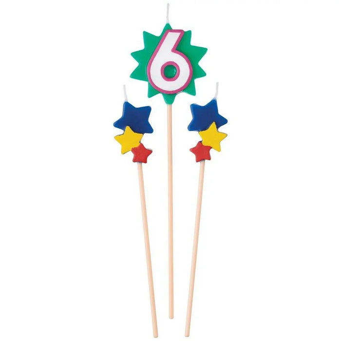 Birthday Cake Pick Candles 6 | 3pcs - Zurchers