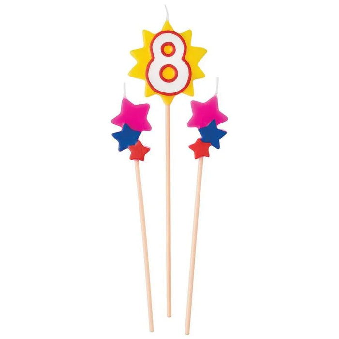 Birthday Cake Pick Candles 8 | 3pcs - Zurchers