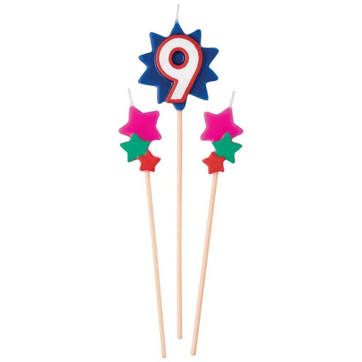 Birthday Cake Pick Candles 9 | 3pcs - Zurchers