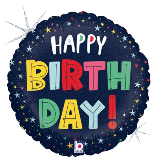 Birthday Colorful Stars Holographic Mylar Balloon, 18" | 1 ct - Zurchers