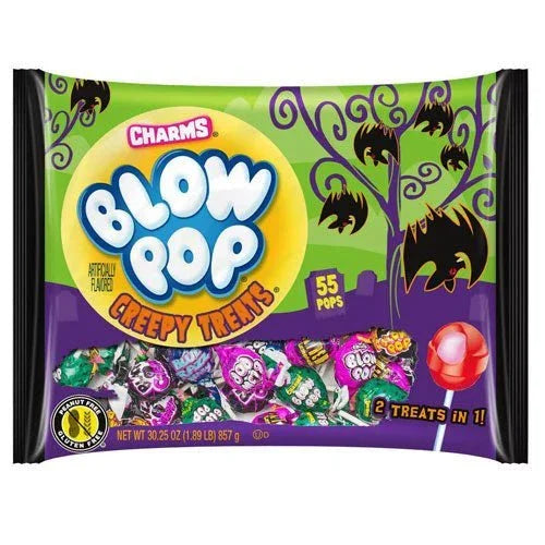 Blow Pop Lollipops, Creepy Treats, Bubble Gum Filled, Assorted 30 oz | 55ct - Zurchers