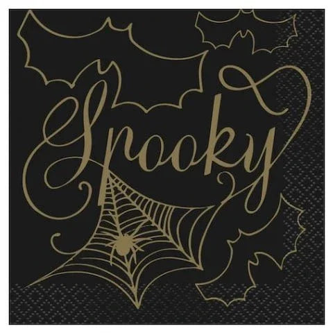 Halloween Black and Gold Spider Web Beverage Napkins | 16ct - Zurchers