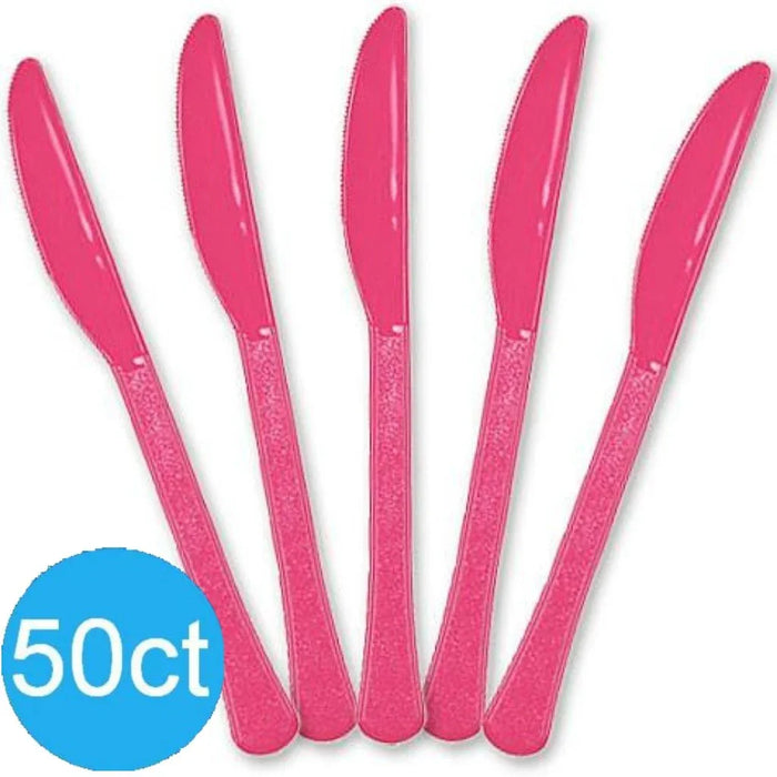 Bright Pink Heavy Duty Plastic Knives | 50ct - Zurchers