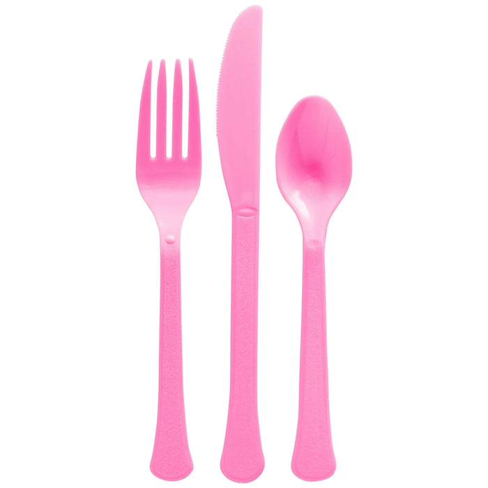 Bright Pink Plastic Assorted Cutlery | 24 pcs - Zurchers