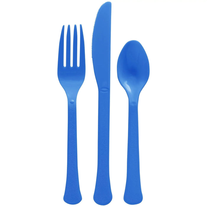 Bright Royal Blue Plastic Assorted Cutlery | 24 pcs - Zurchers