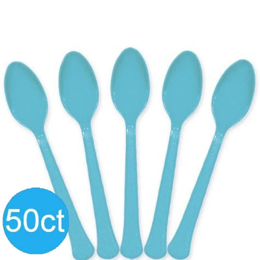 Caribbean Blue Heavy Duty Plastic Spoons | 50ct - Zurchers