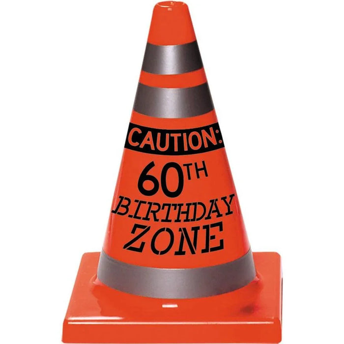 60th Birthday Orange Safety Cone Decoration 6" | 1ct - Zurchers