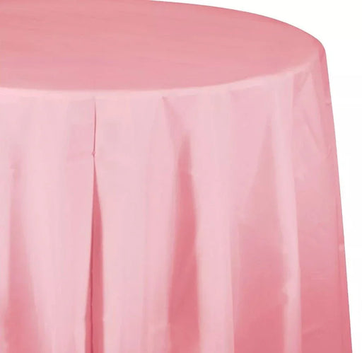 Classic Pink Round Plastic Table Cover 82" | 1 ct - Zurchers