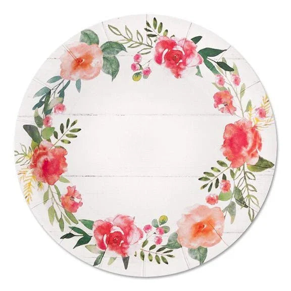 Shiplap Chic Plates with Floral Wreath 7" | 8ct - Zurchers