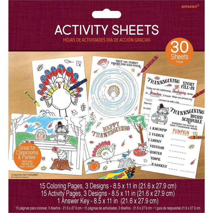 Thanksgiving Activity Sheets | 30ct - Zurchers